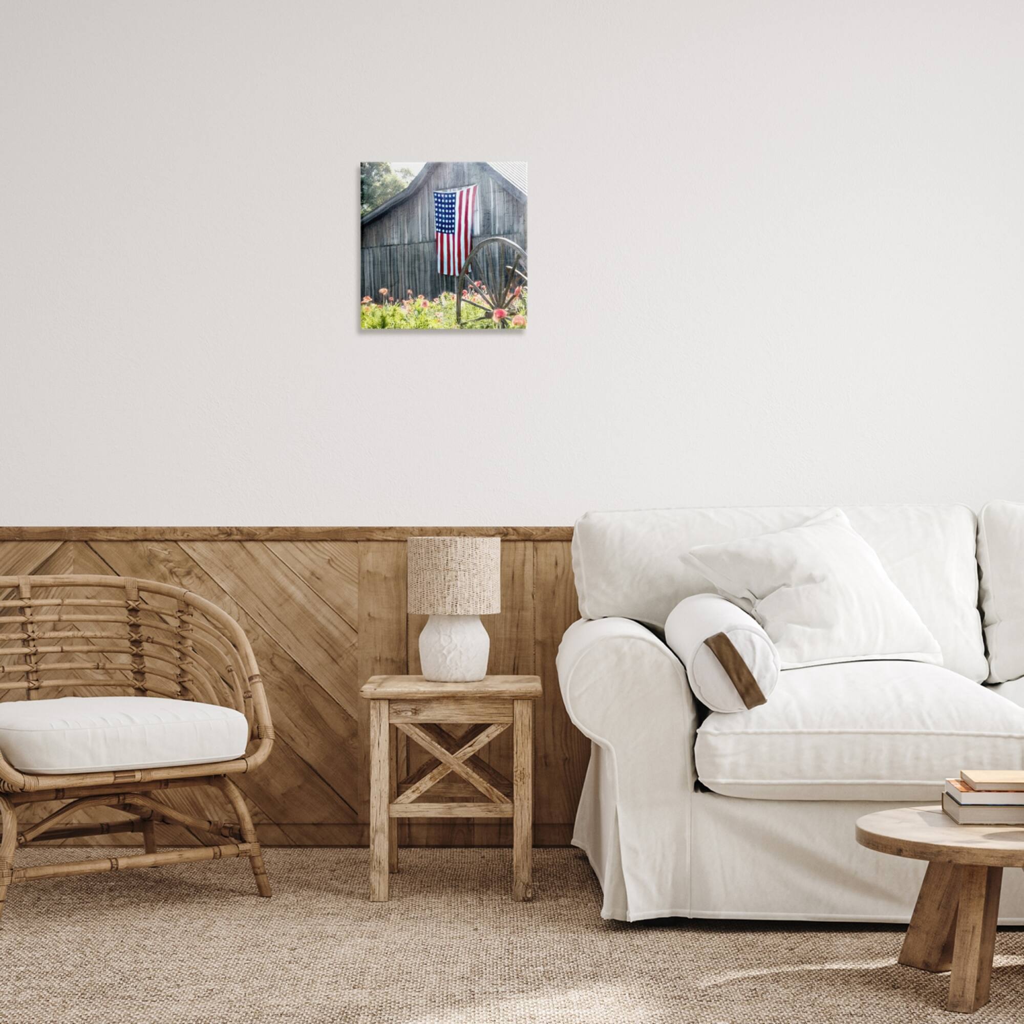 Stupell Industries Americana Barn Floral Farmland Canvas Wall Art